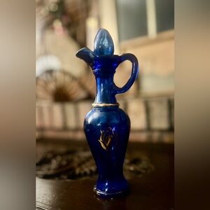 Vintage Avon Cobalt Blue Gilt Glass Cruet